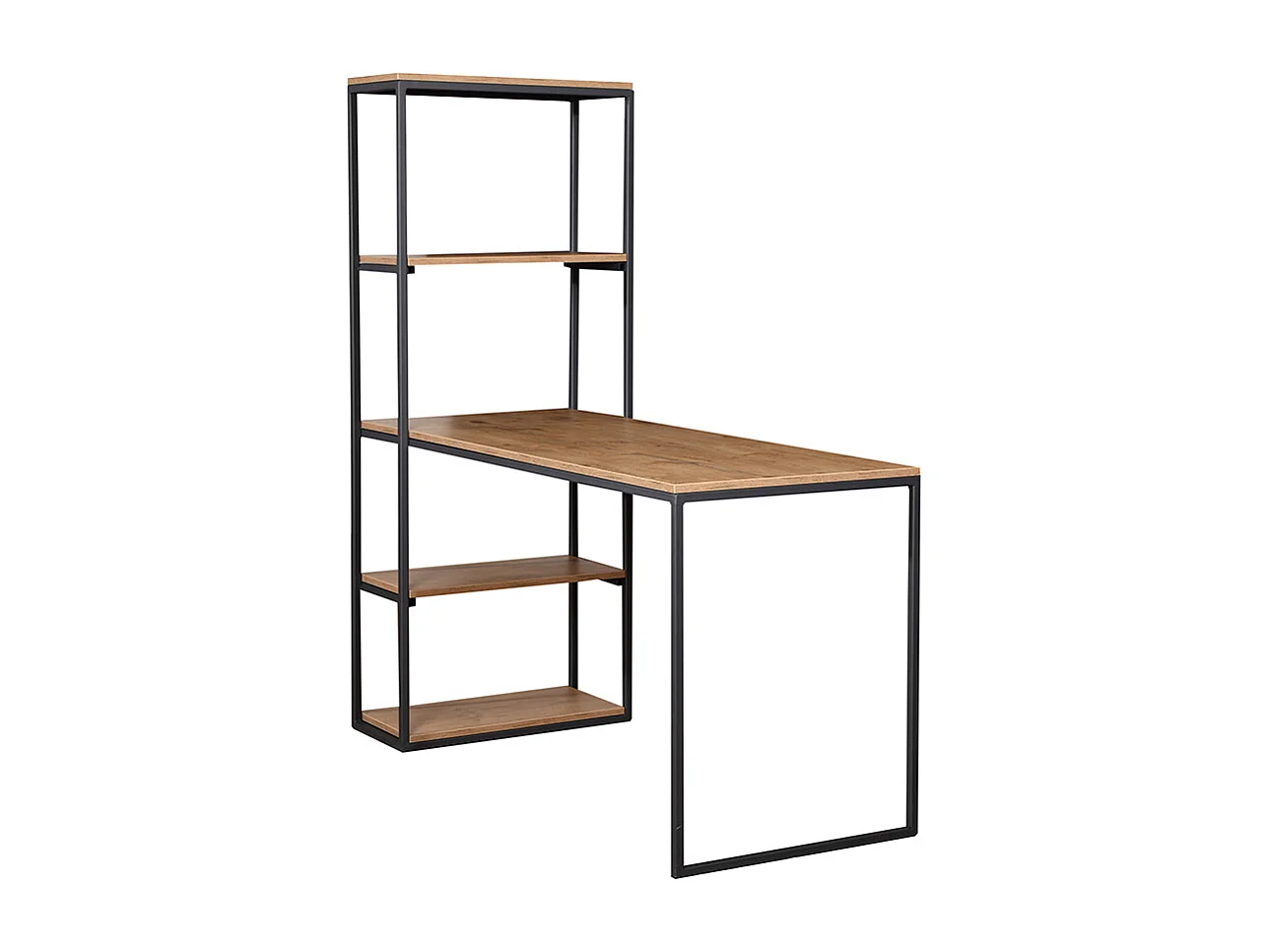 SCHREIBTISCH MIT REGAL Arne Eiche Lefkas Dunkel / Schwarz 152 / 60 / 160cm