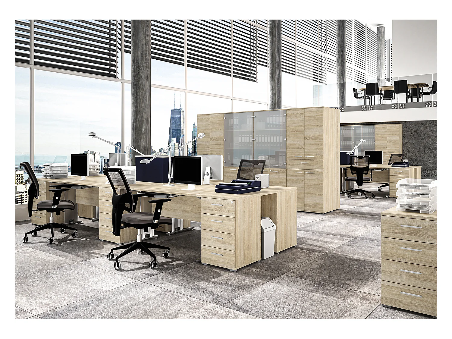 SCHREIBTISCH MIT TASTATURAUSZUG Optima Sonoma Eiche hell 138 / 100 / 76cm