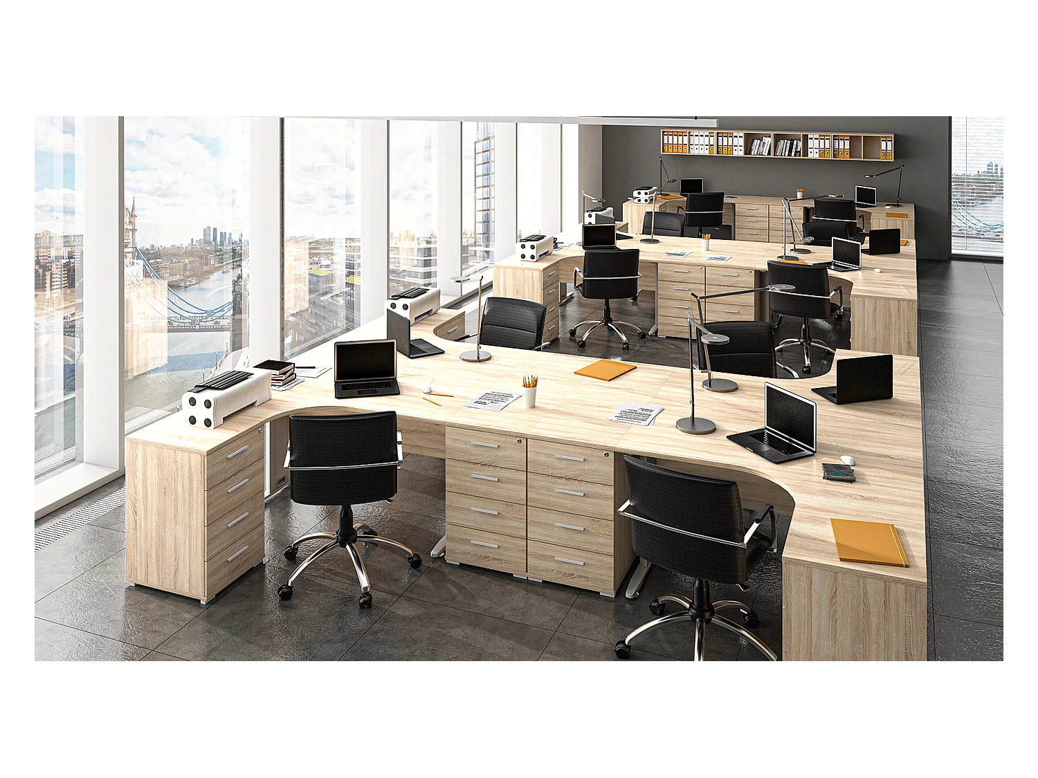 SCHREIBTISCH MIT TASTATURAUSZUG Optima Sonoma Eiche hell 138 / 100 / 76cm