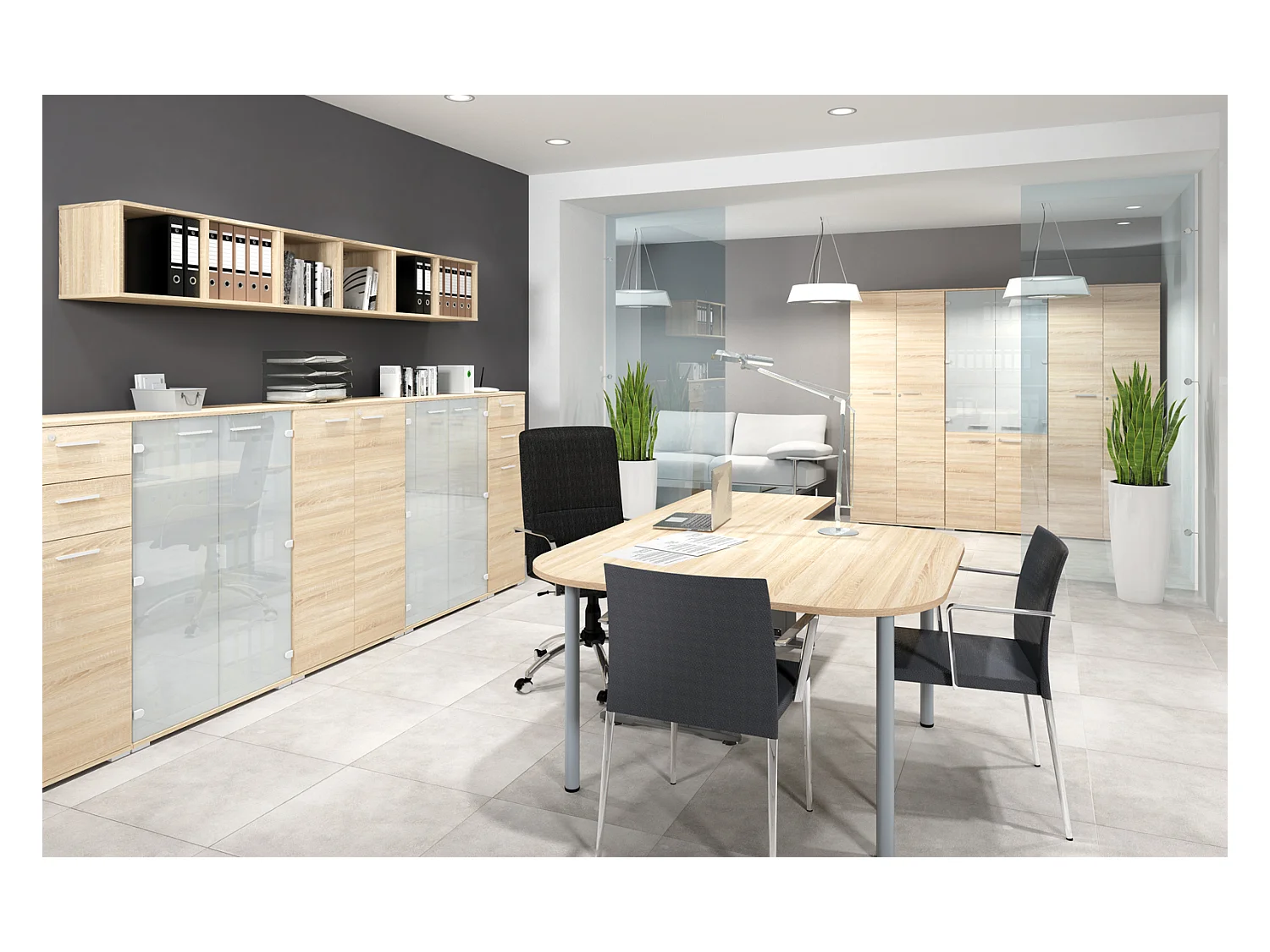 SCHREIBTISCH MIT TASTATURAUSZUG Optima Sonoma Eiche hell 138 / 100 / 76cm