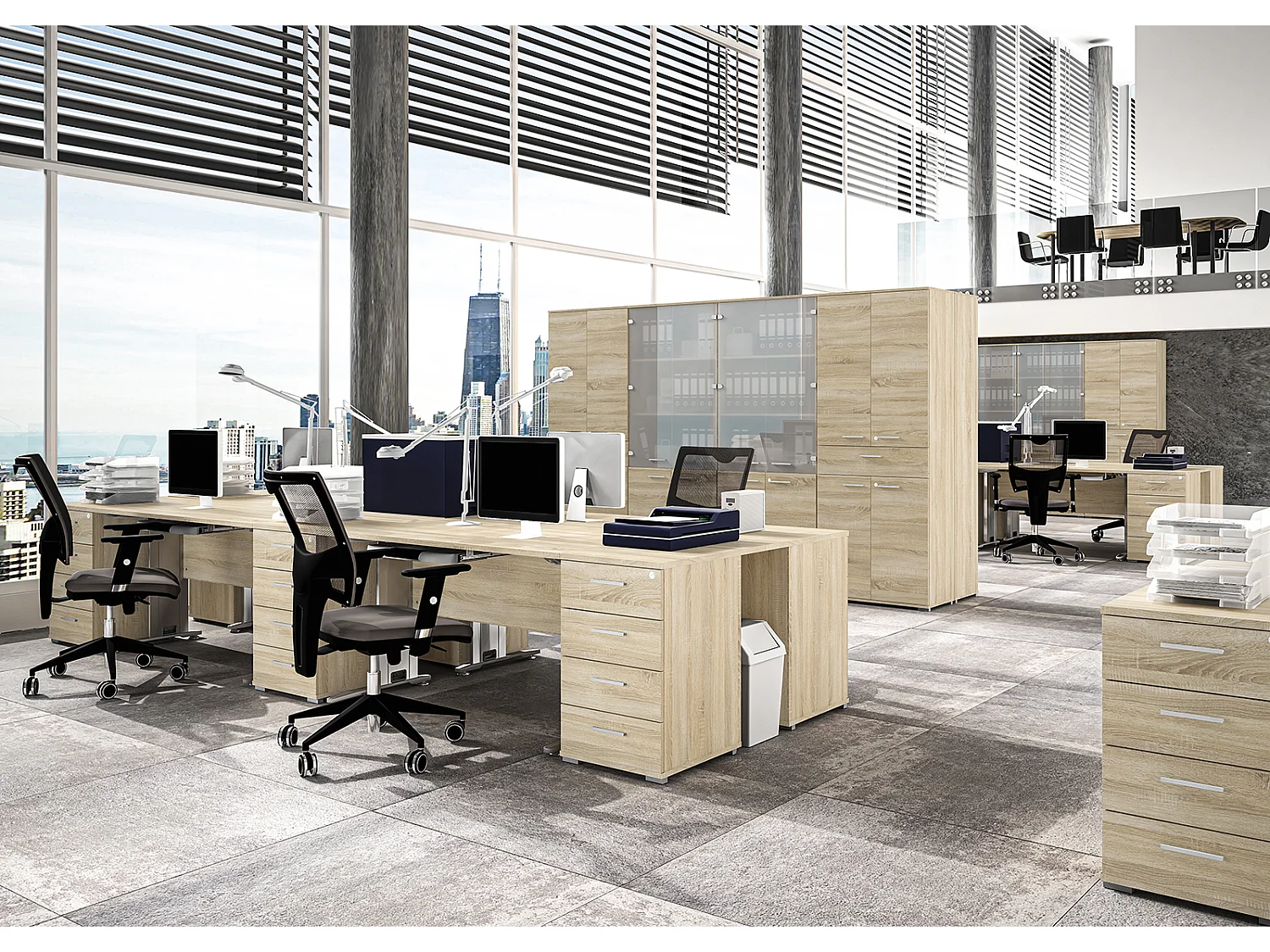 SCHREIBTISCH MIT TASTATURAUSZUG Optima Sonoma Eiche hell 138 / 100 / 76cm