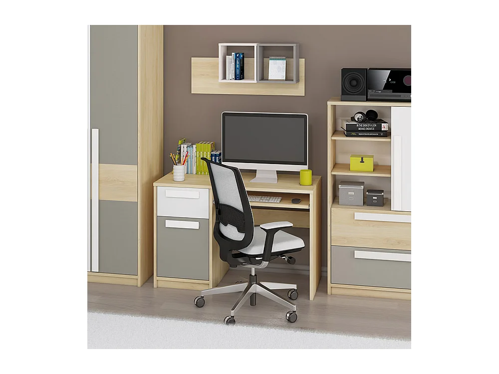 SCHREIBTISCH Drop Fjord Buche / weiß / grau 119 / 55 / 79cm