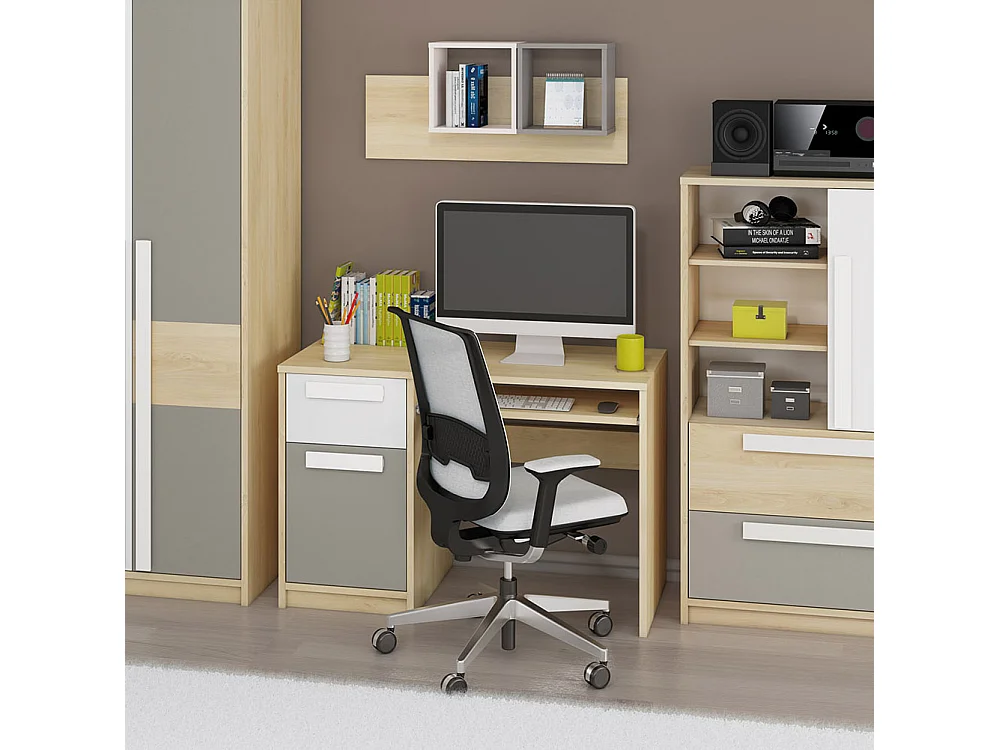 SCHREIBTISCH Drop Fjord Buche / weiß / grau 119 / 55 / 79cm