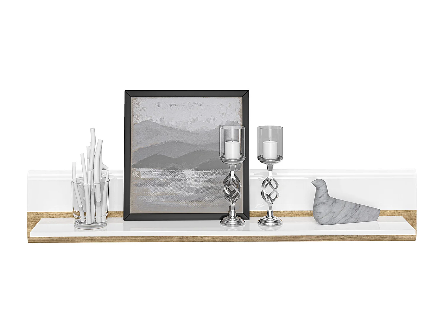 WANDBOARD Adagio weiß Hochglanz / Eiche castello 134 / 24 / 25cm