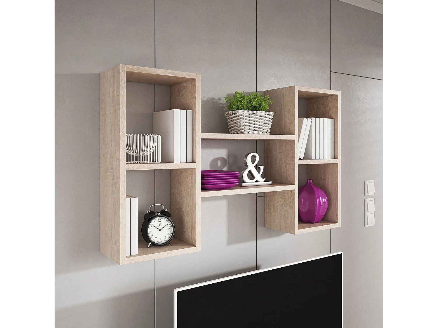 WANDREGAL Trio Eiche Sonoma 102 / 18 / 60cm