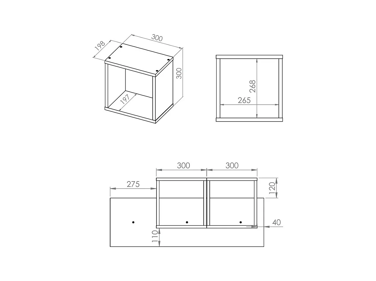 WANDREGAL Drop weiß / Fjord Buche 92 / 22 / 42cm