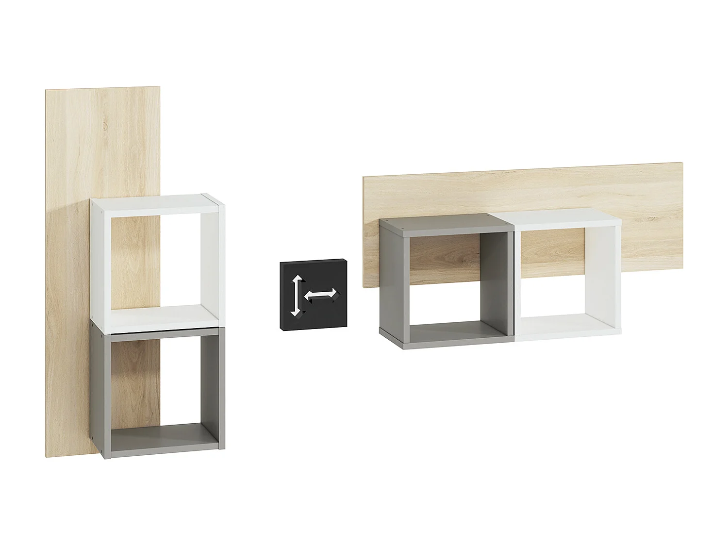 WANDREGAL Drop weiß / grau / Fjord Buche 92 / 22 / 42cm