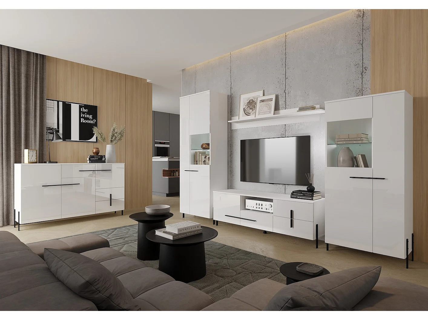 GARDEROBENSCHRANK Vigo weiß / weiß Hochglanz 70 / 40 / 200cm