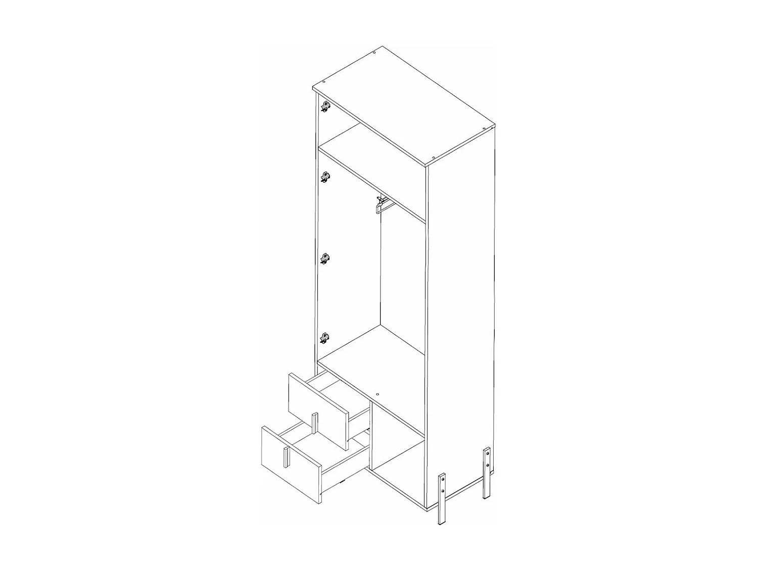 GARDEROBENSCHRANK Vigo weiß / weiß Hochglanz 70 / 40 / 200cm