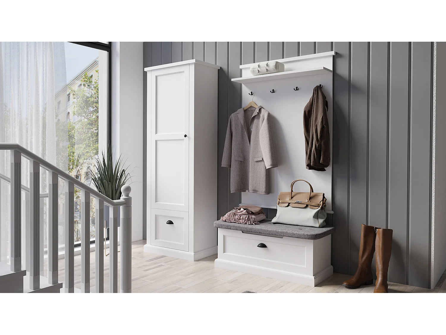 GARDEROBENSCHRANK Galineo 71,5 / 41,5 / 200 cm weiß