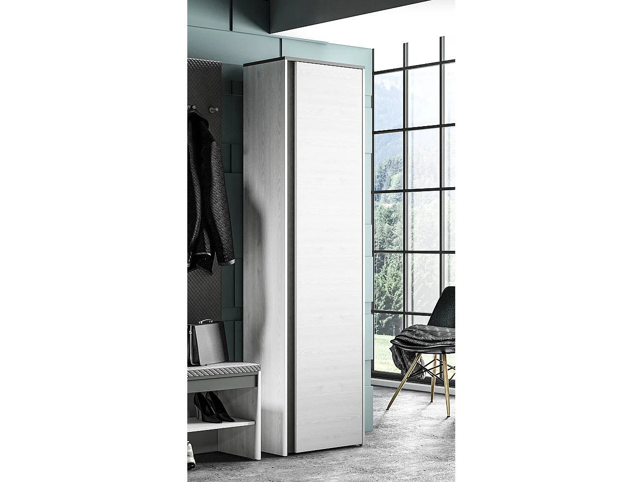 GARDEROBENSCHRANK Hyga Pinie weiß / anthrazit 54 / 34 / 198cm