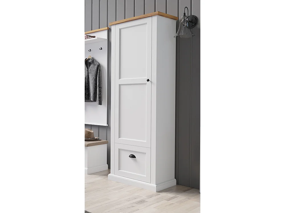 GARDEROBENSCHRANK Galineo 71,5 / 41,5 / 200cm weiß / Eiche Natur