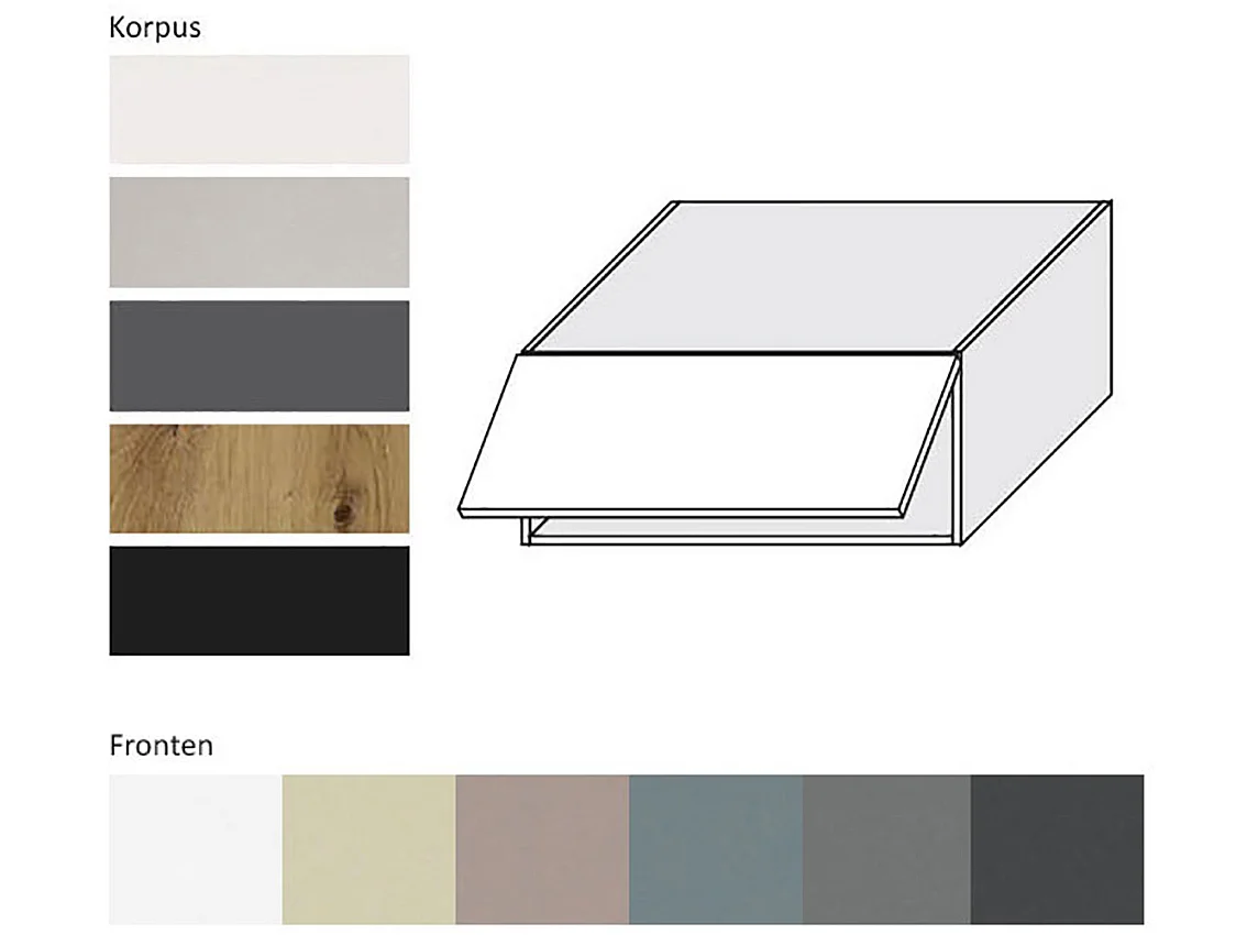 KLAPPHÄNGESCHRANK Kvantum W6B/80 Weiß Matt / Grau Matt 80 / 59 / 36cm