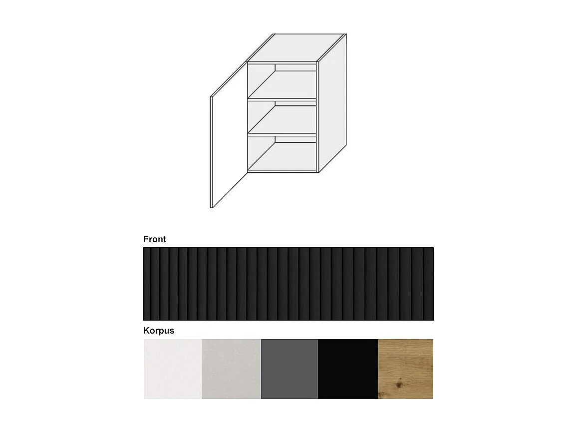 KÜCHENHÄNGESCHRANK Lamello W2/50 Schwarz Matt / Weiß 50 / 32,5 / 72cm