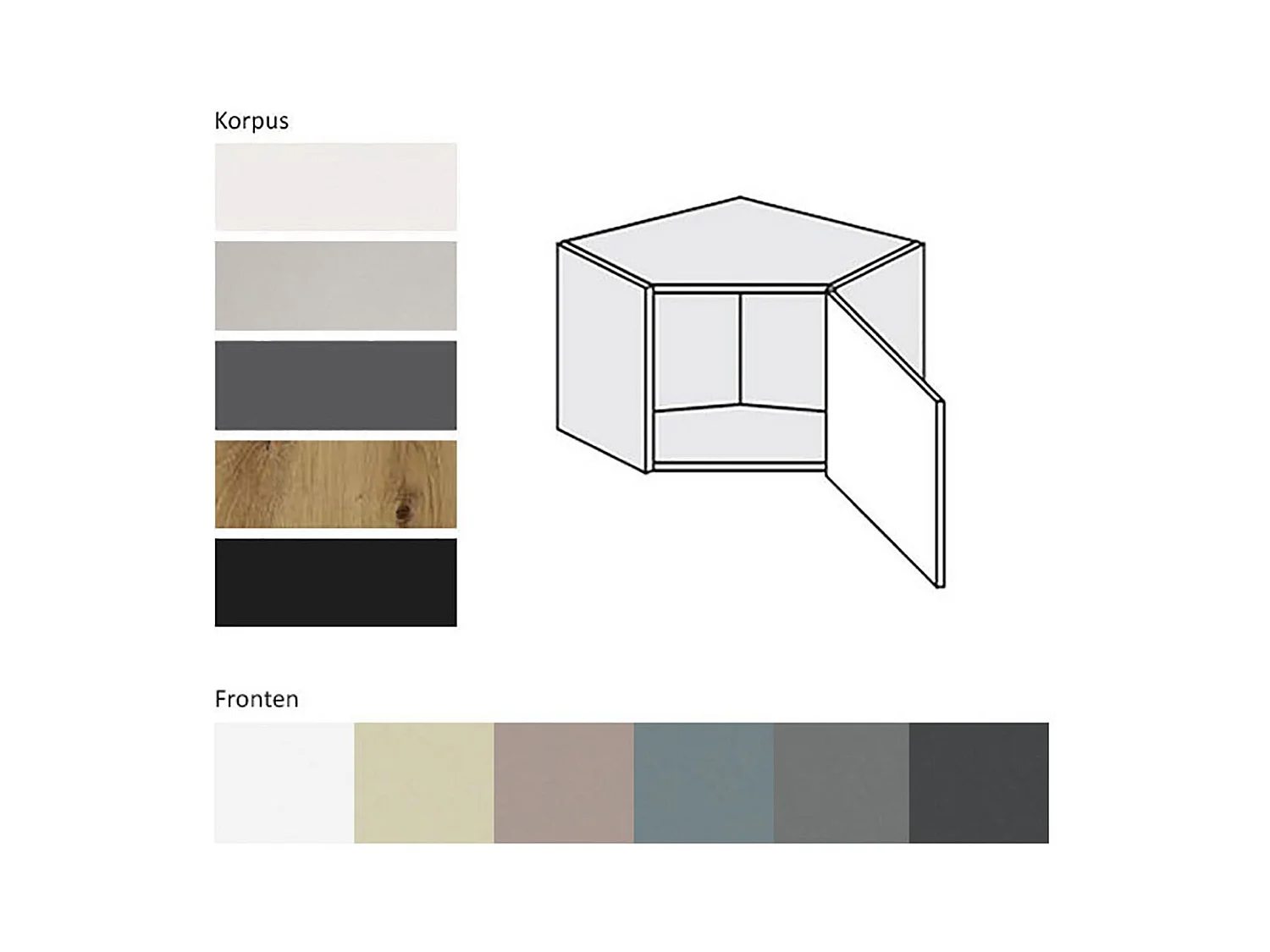ECKHÄNGESCHRANK Kvantum W10/60/36 Graphit Matt / Lava Matt 60 / 60 / 36cm