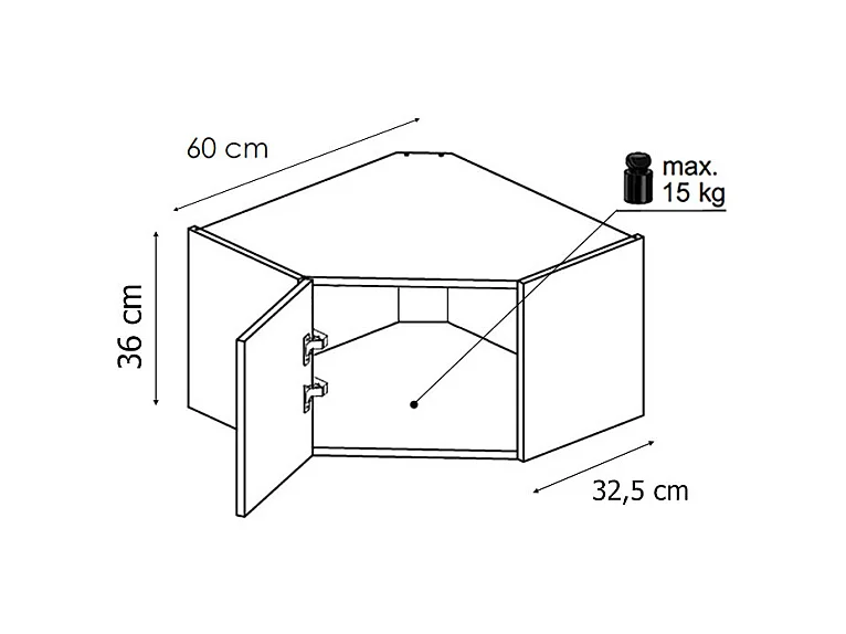 ECKHÄNGESCHRANK Kvantum W10/60/36 Graphit Matt / Schwarz Matt 60 / 60 / 36cm