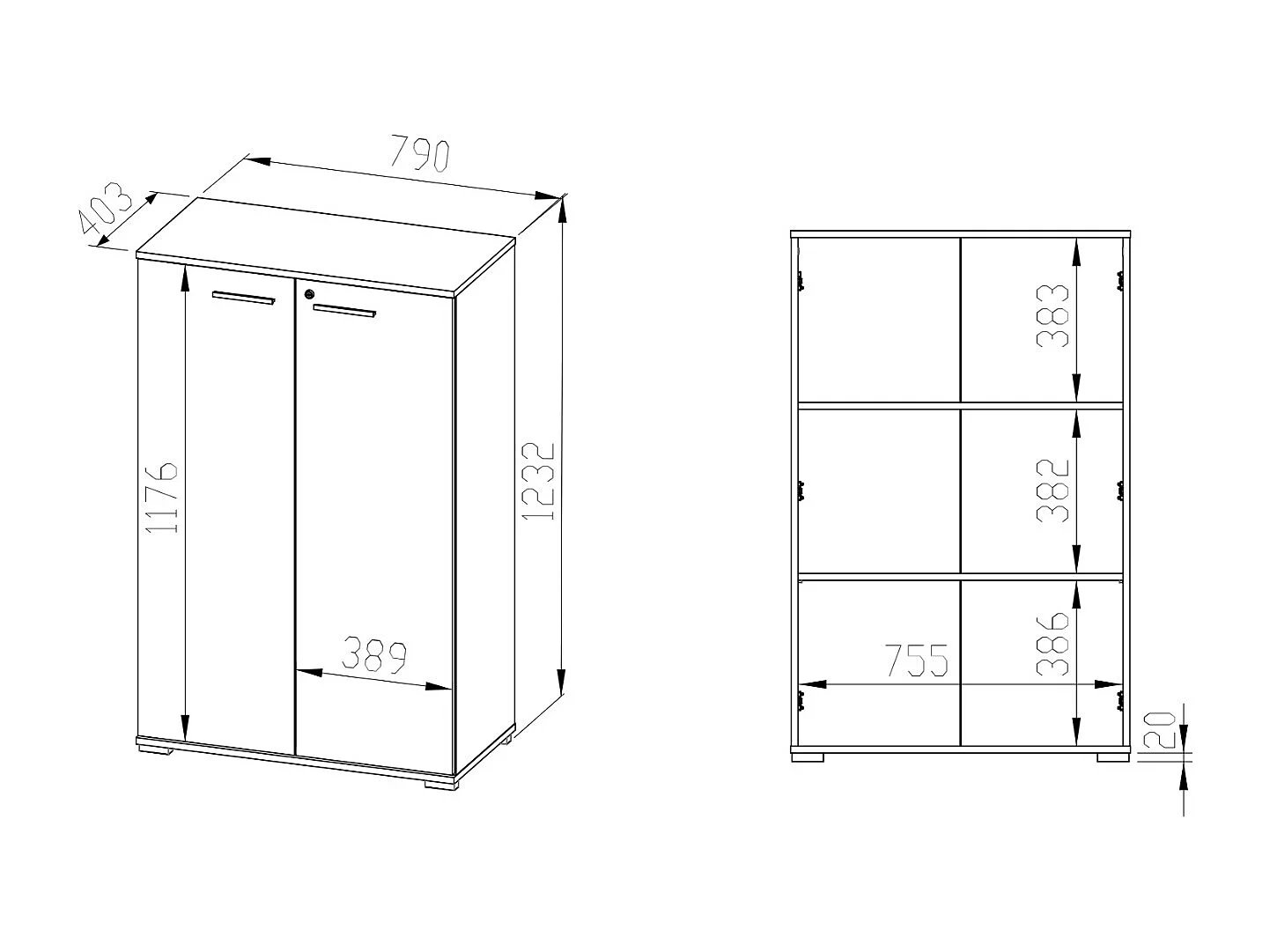 AKTENSCHRANK Optimal Sonoma Eiche hell 79 / 41 / 124cm