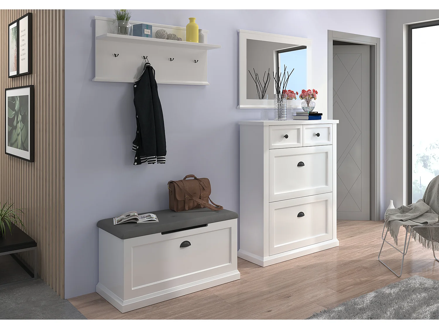 GARDEROBENSCHRANK Galineo weiß 2-teilig