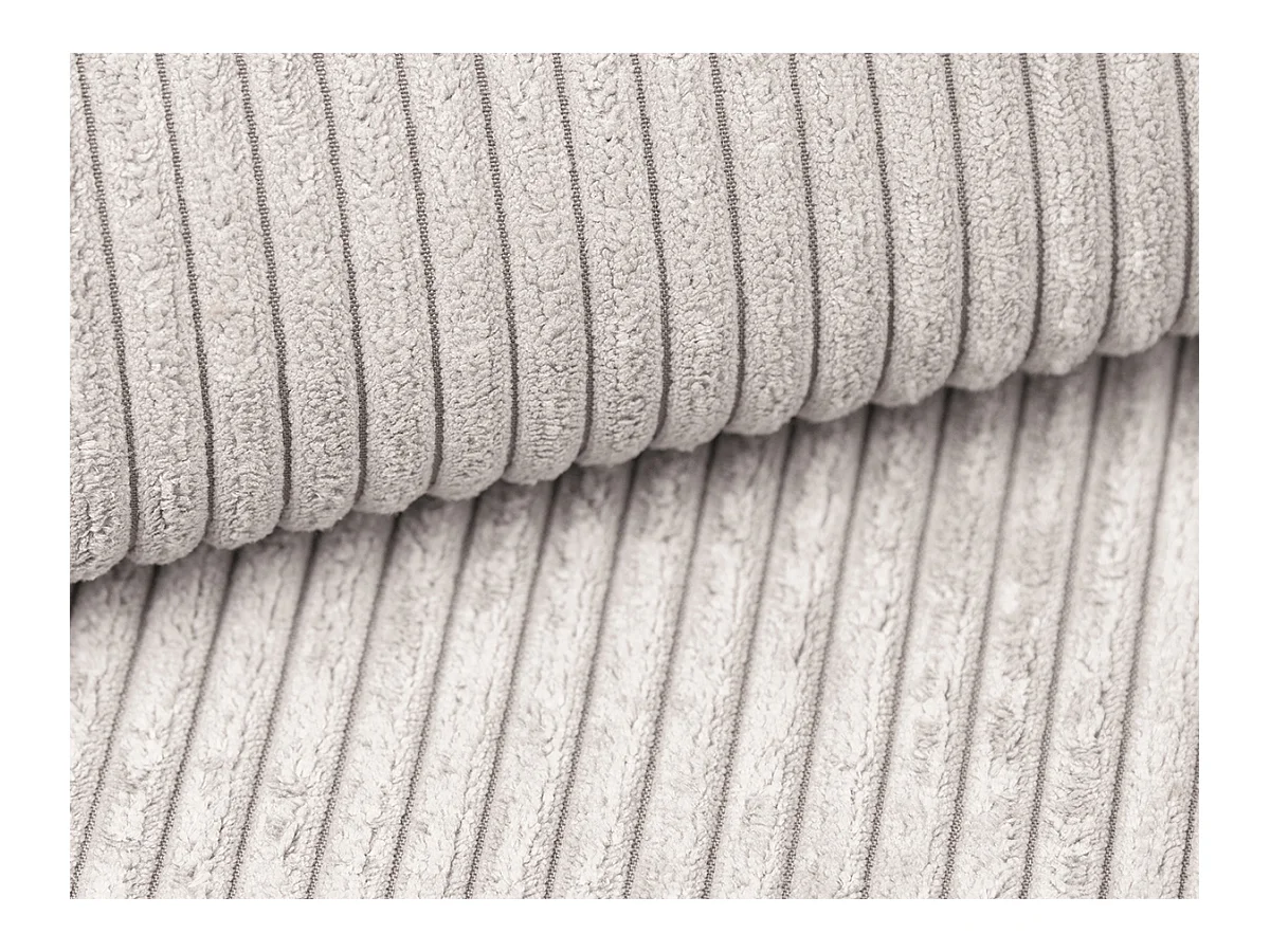 Petit canapé d'angle droit convertible en velours côtelé beige AMELIA