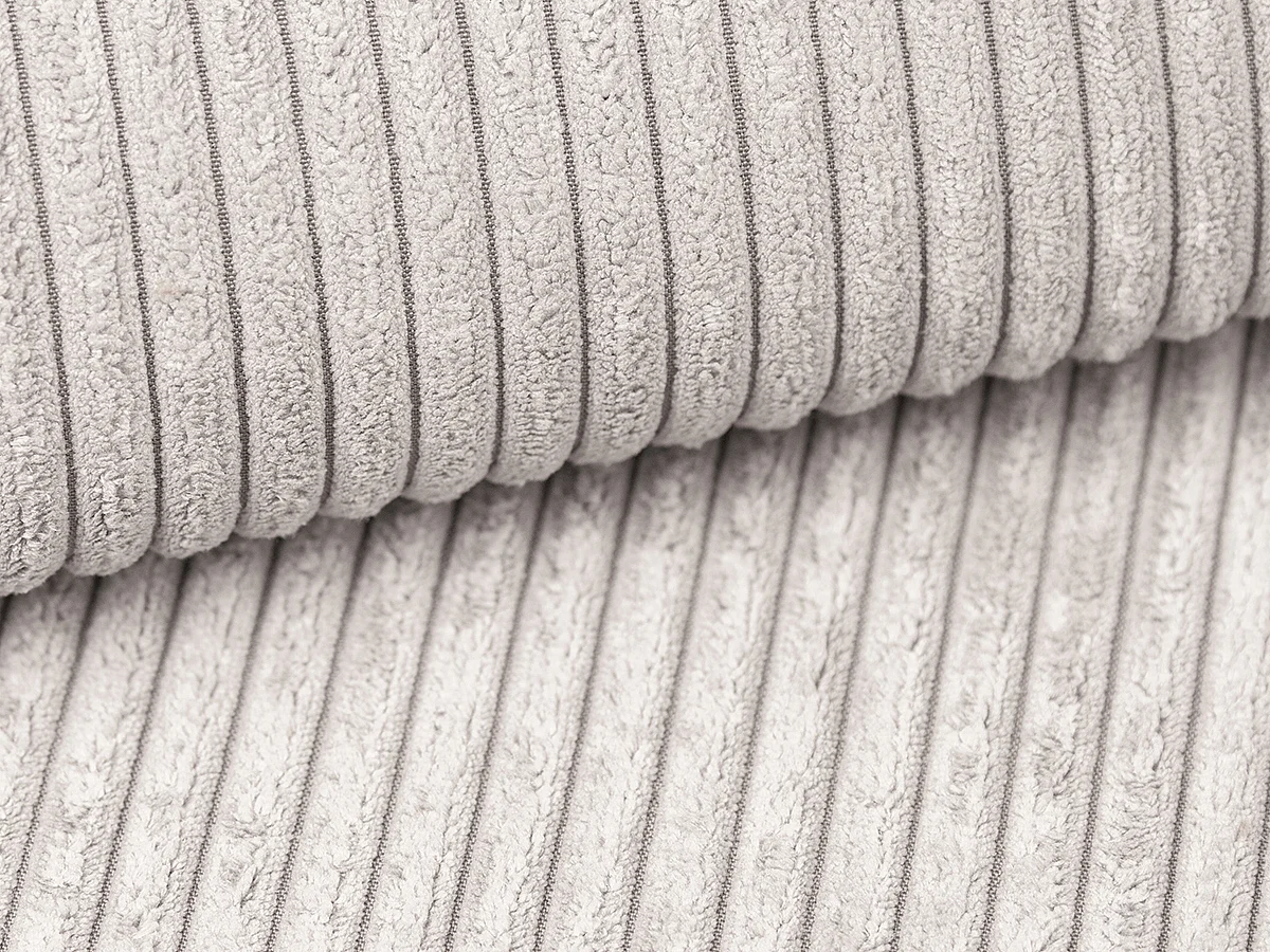 Petit canapé d'angle droit convertible en velours côtelé beige AMELIA