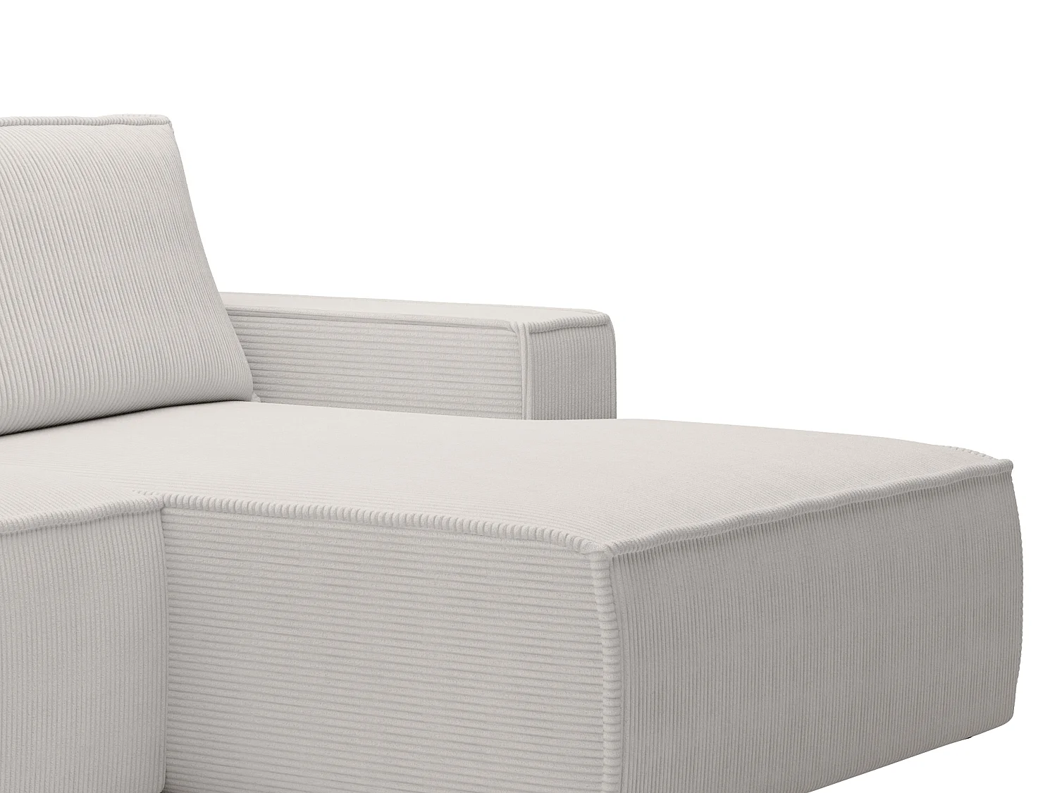 Petit canapé d'angle droit convertible en velours côtelé beige AMELIA