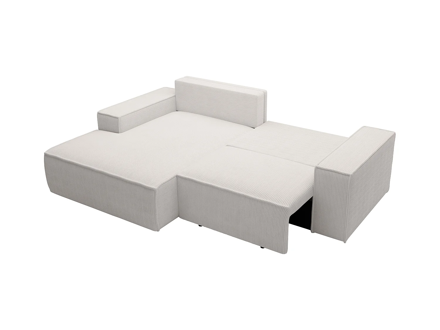 Petit canapé d'angle gauche convertible en velours côtelé beige AMELIA