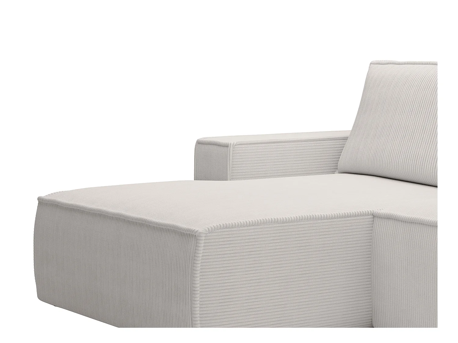 Petit canapé d'angle gauche convertible en velours côtelé beige AMELIA