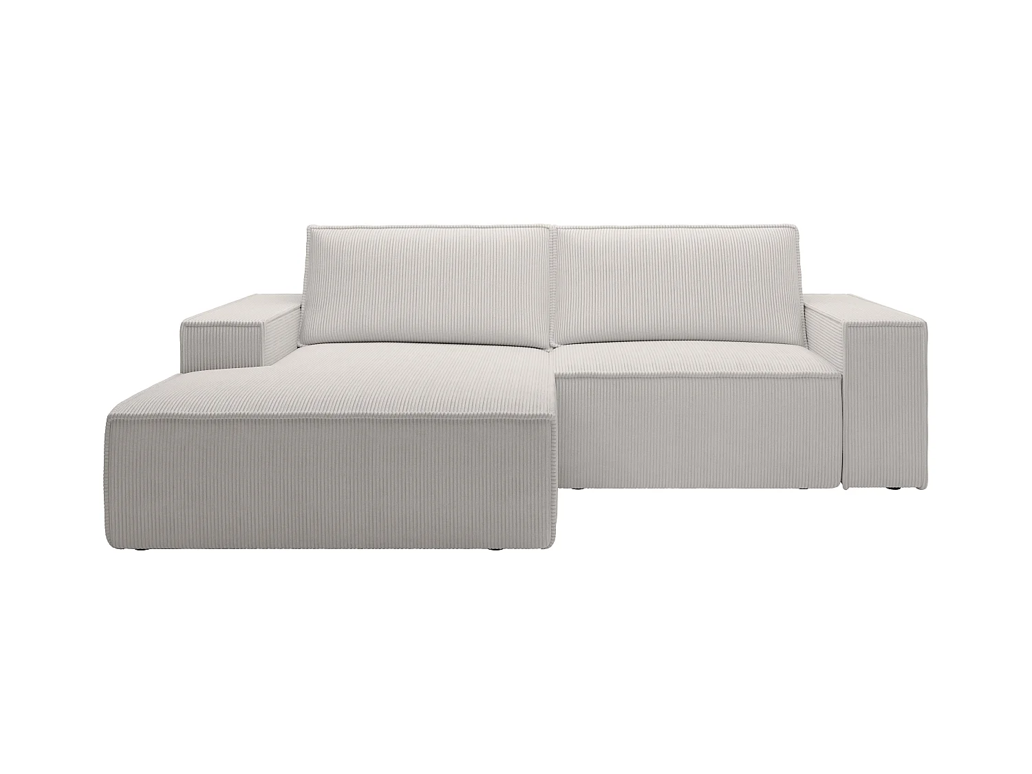 Petit canapé d'angle gauche convertible en velours côtelé beige AMELIA