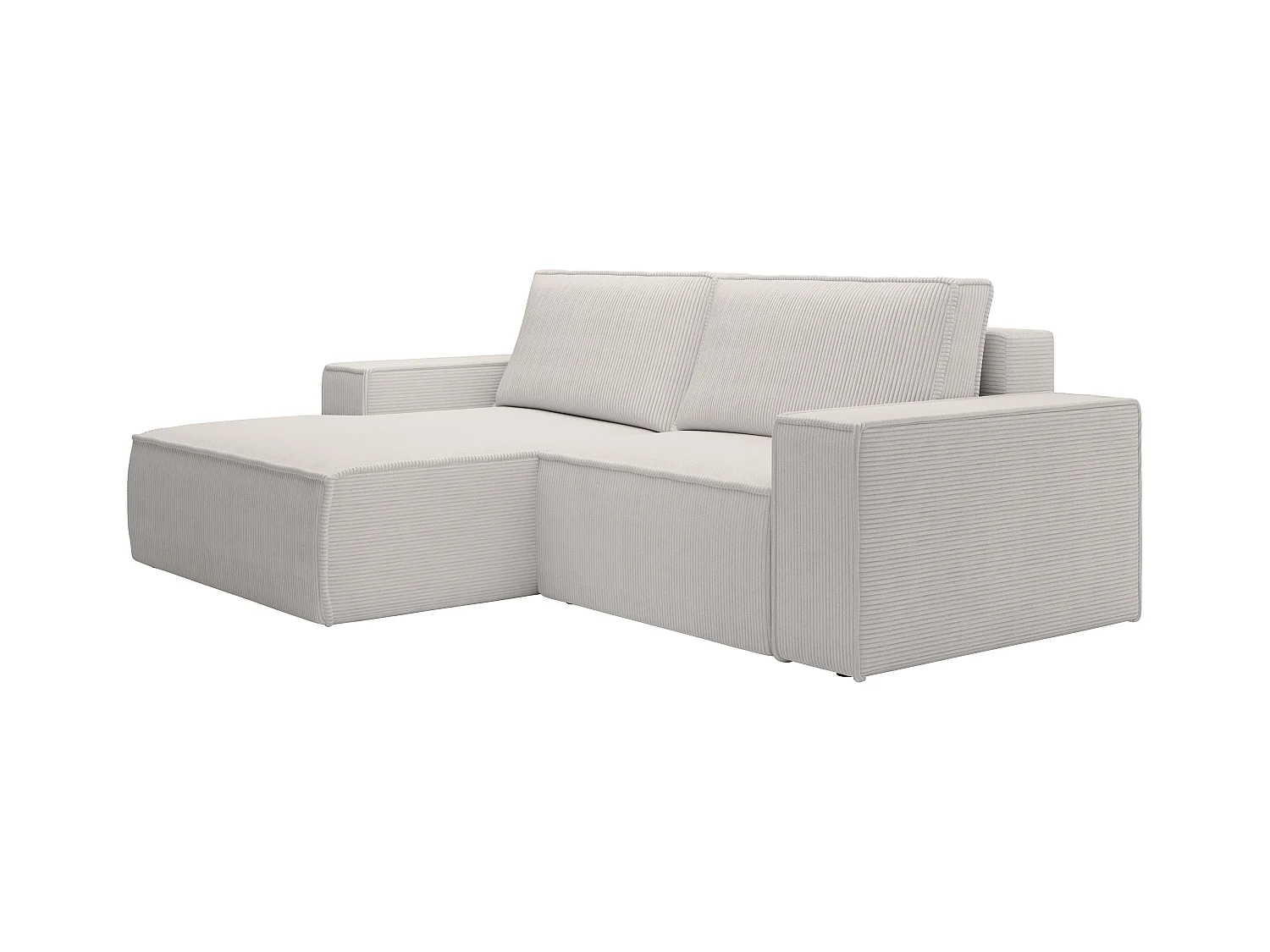 Liten venstre sjeselong konvertible sofa i beige kordfløyel AMELIA