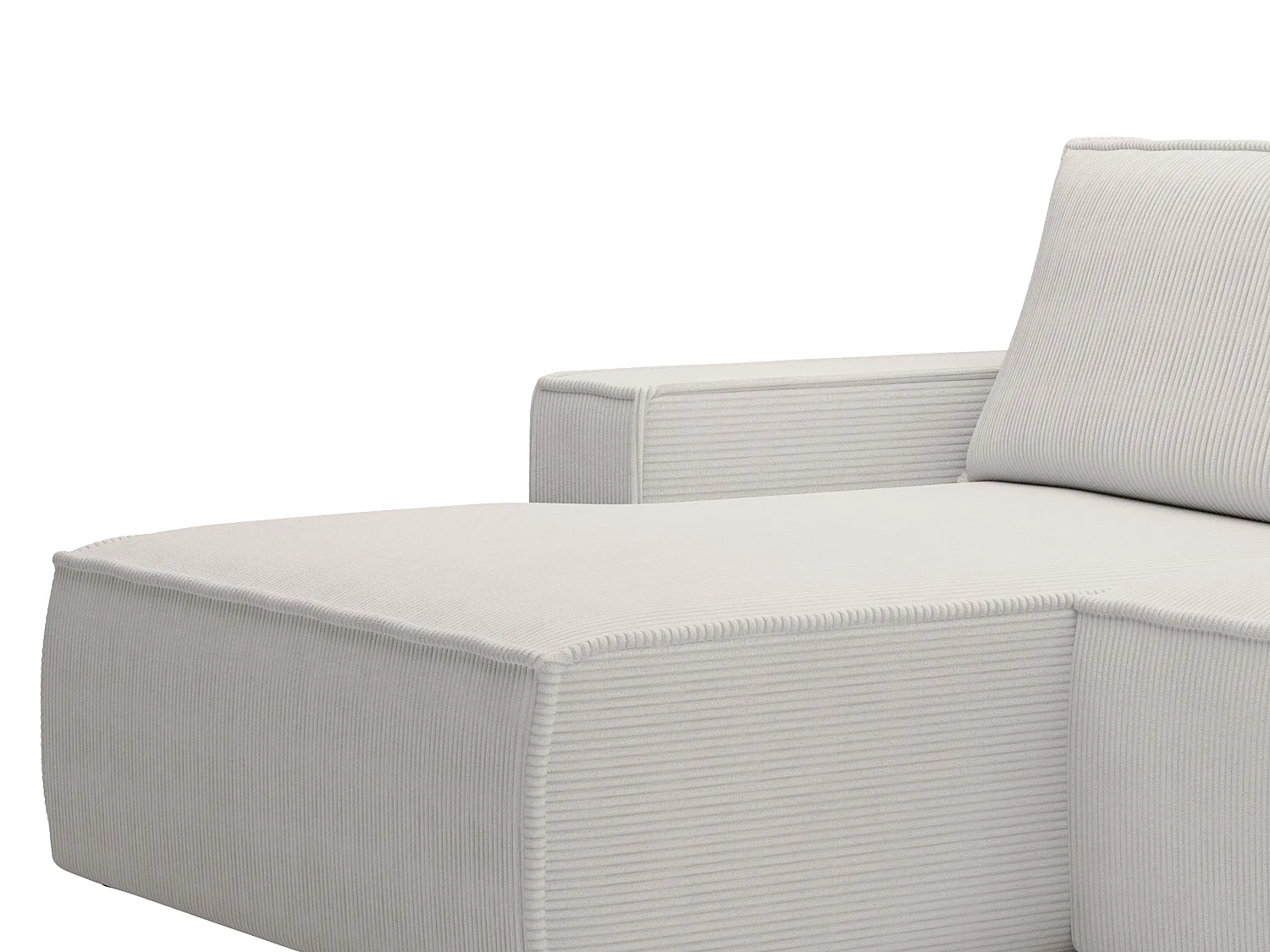 Lille hjørnesofa venstrevendt med sovefunktion i beige fløjl AMELIA