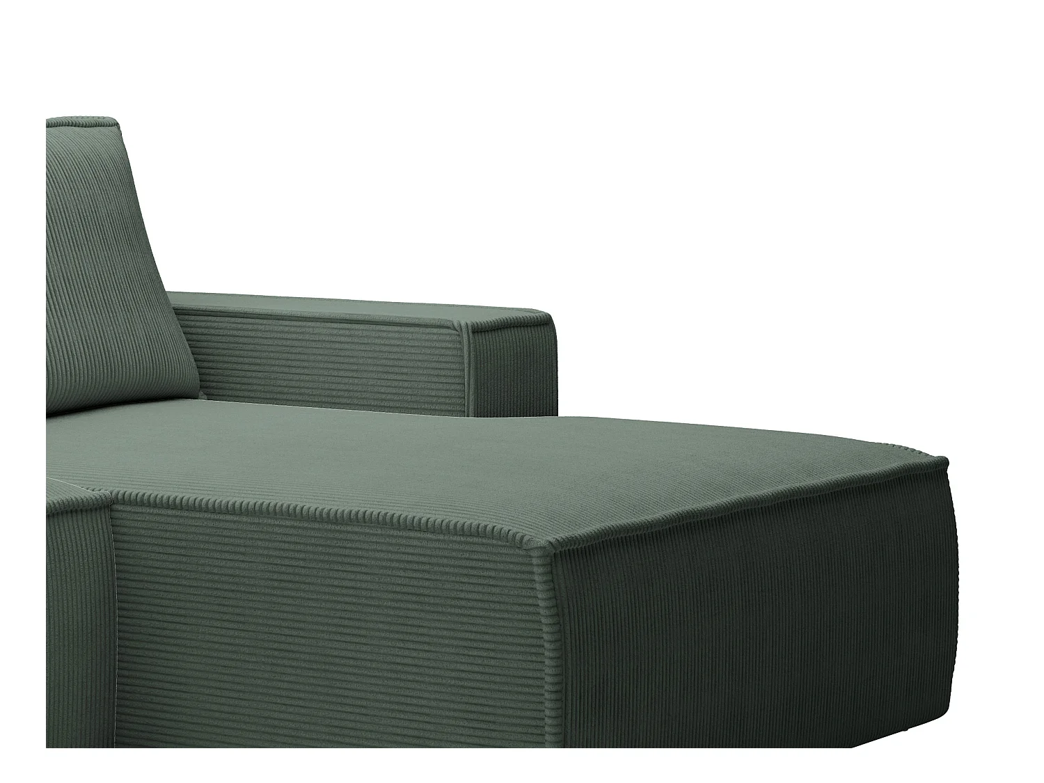 Petit canapé d'angle droit convertible en velours côtelé vert sapin AMELIA