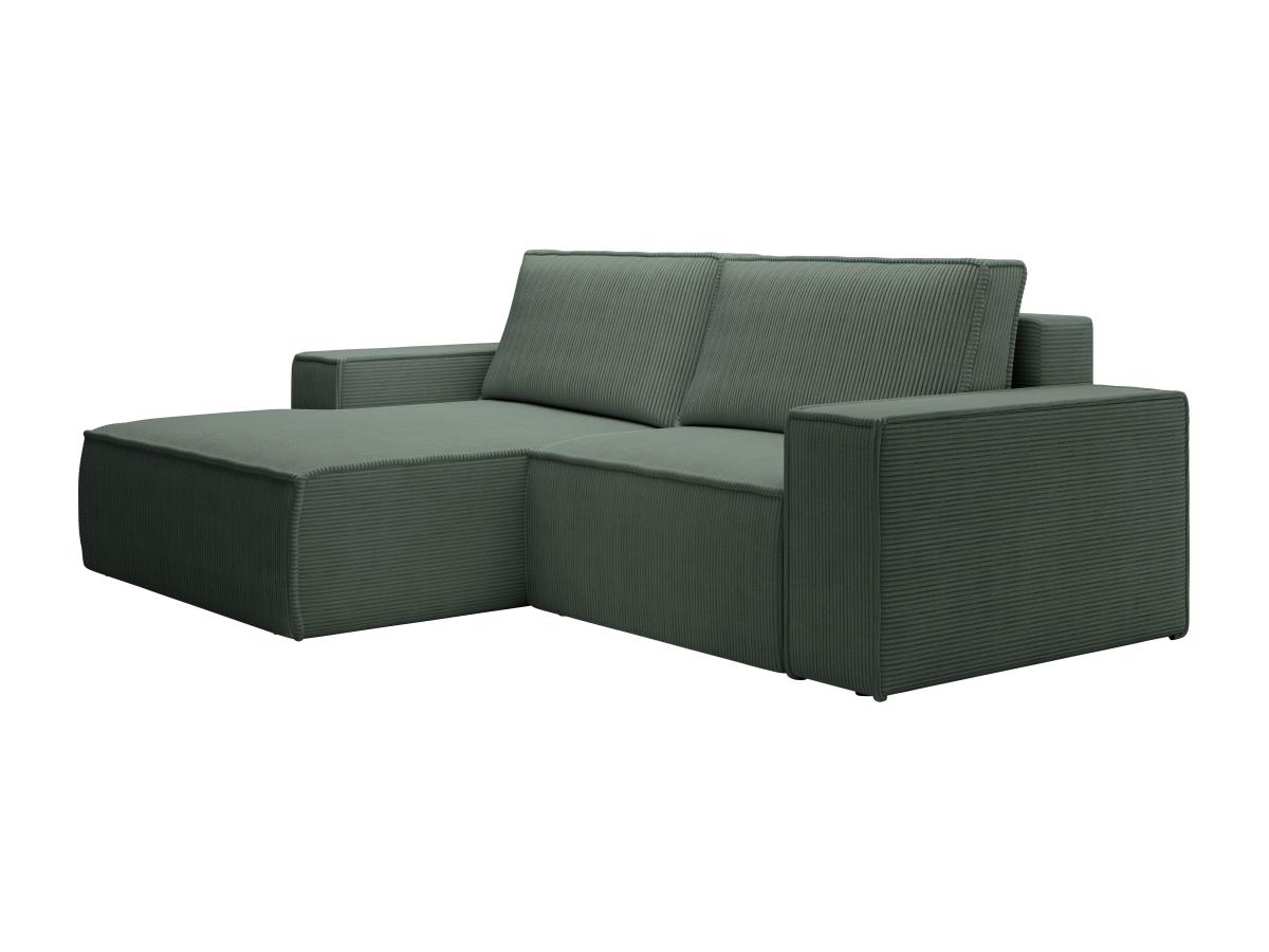 Kleines Ecksofa mit Schlaffunktion - Ecke links - Cord - Tannengrün - AMELI günstig online kaufen