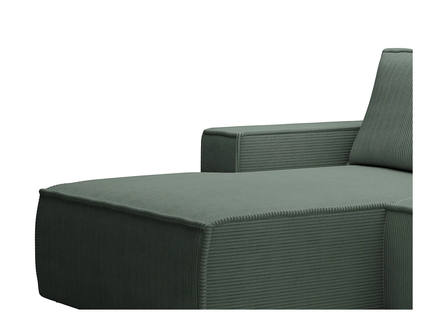 Petit canapé d'angle gauche convertible en velours côtelé vert sapin AMELIA