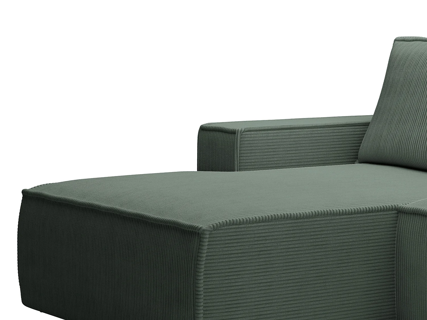 Petit canapé d'angle gauche convertible en velours côtelé vert sapin AMELIA