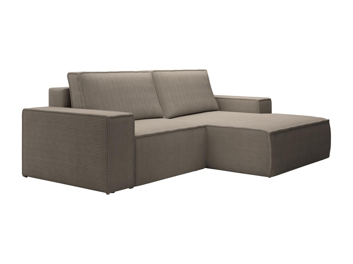 Kleines Ecksofa mit Schlaffunktion - Ecke rechts - Cord - Taupe - AMELIA günstig online kaufen