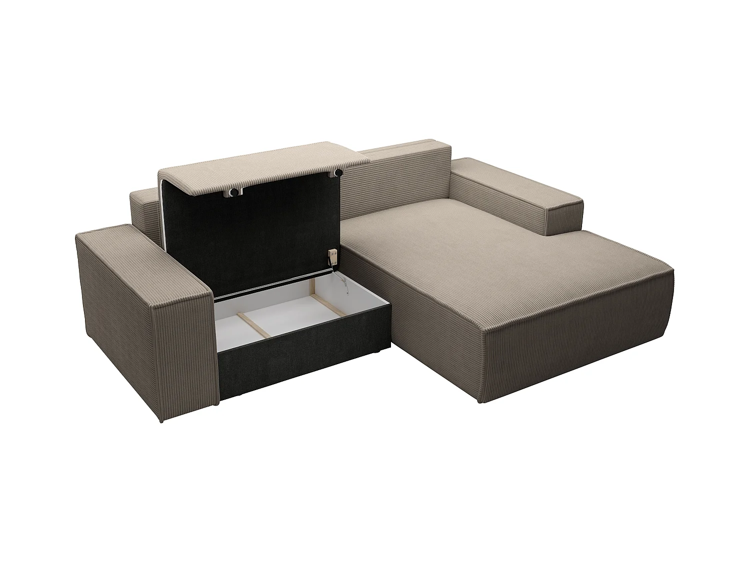 Pequeño sofá rinconera derecha de pana color topo AMELIA