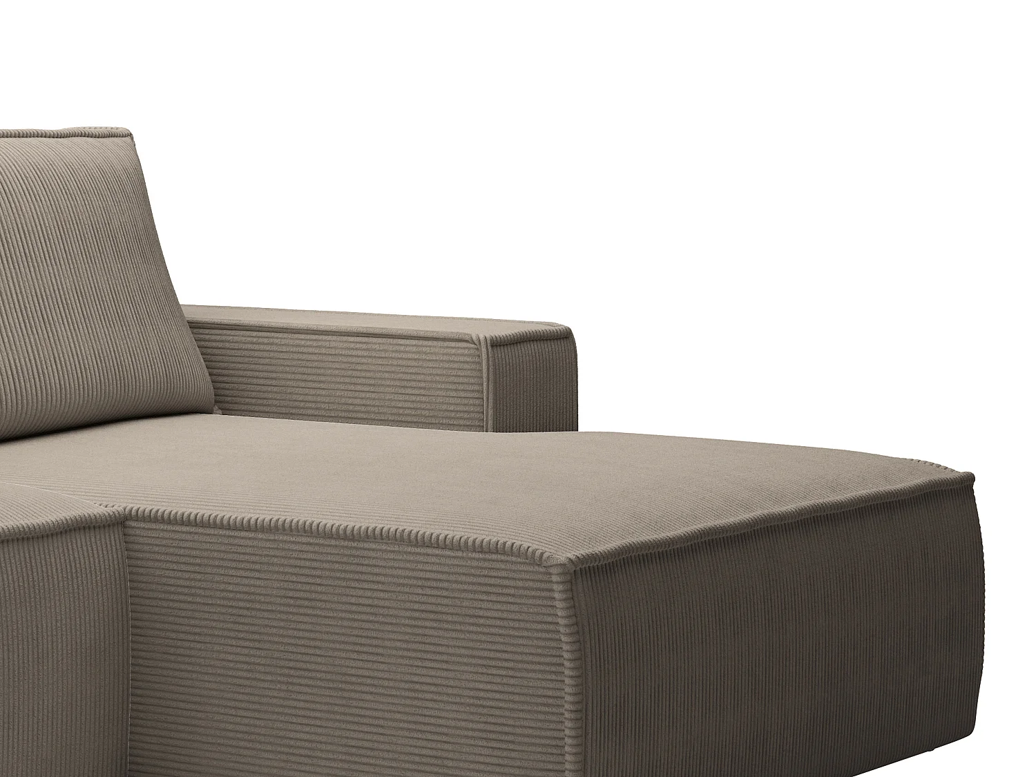 Liten høyreshjørne-sittegruppe av kordfløyel i taupe AMELIA