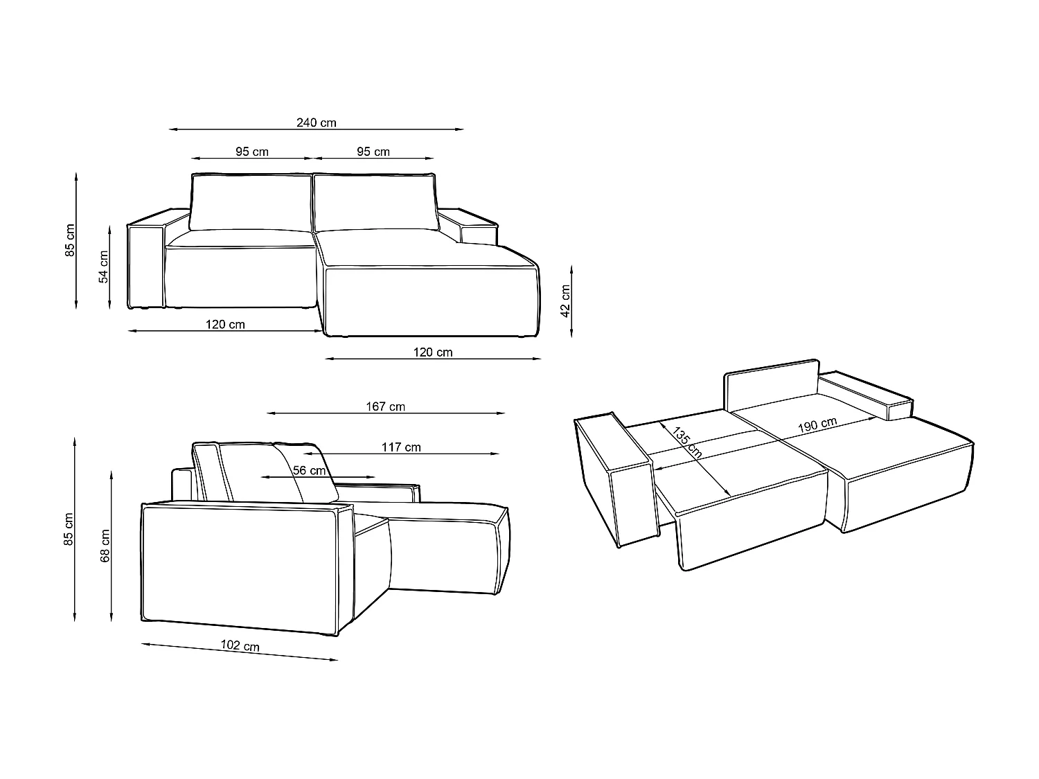 Liten høyreshjørne-sittegruppe av kordfløyel i taupe AMELIA