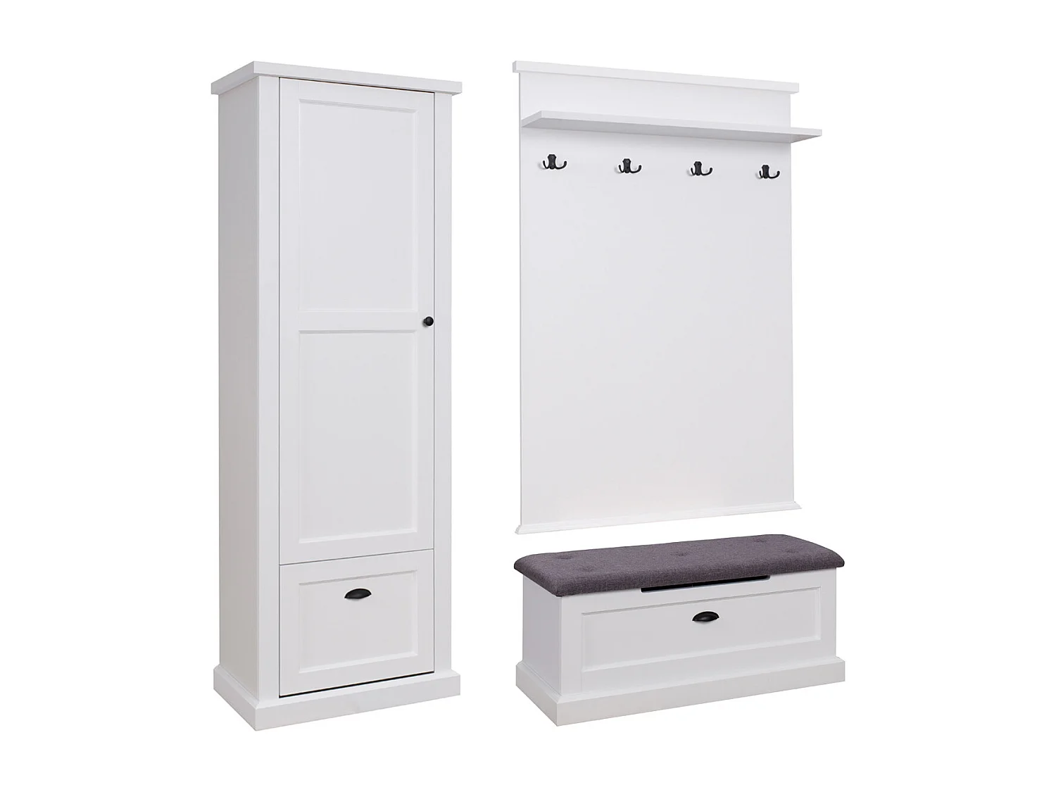 GARDEROBEN-SET Galineo weiß 3-teilig