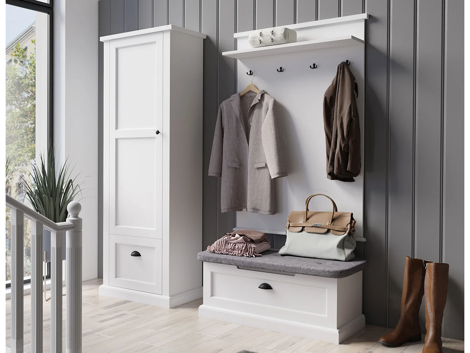 GARDEROBEN-SET Galineo weiß 3-teilig