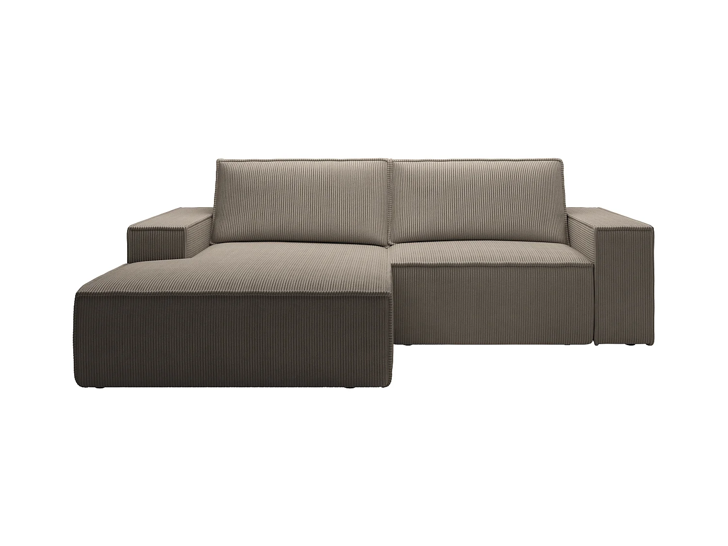 Pequeño sofá rinconera izquierda de pana color taupe AMELIA