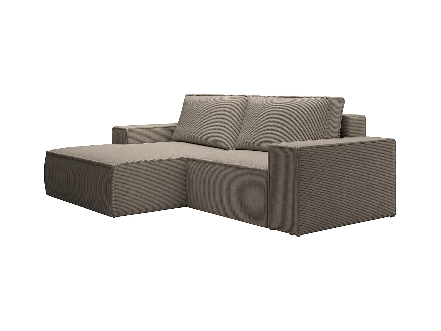 Pequeño sofá rinconera izquierda de pana color taupe AMELIA