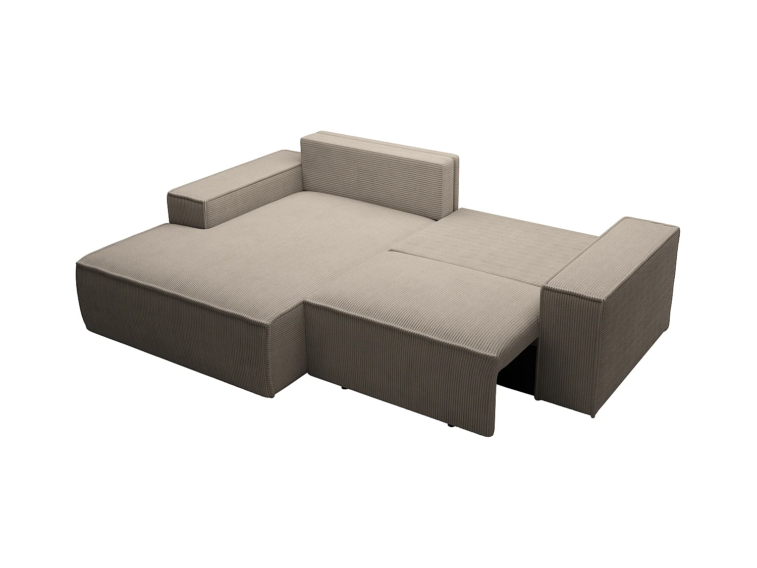 Pequeño sofá rinconera izquierda de pana color taupe AMELIA