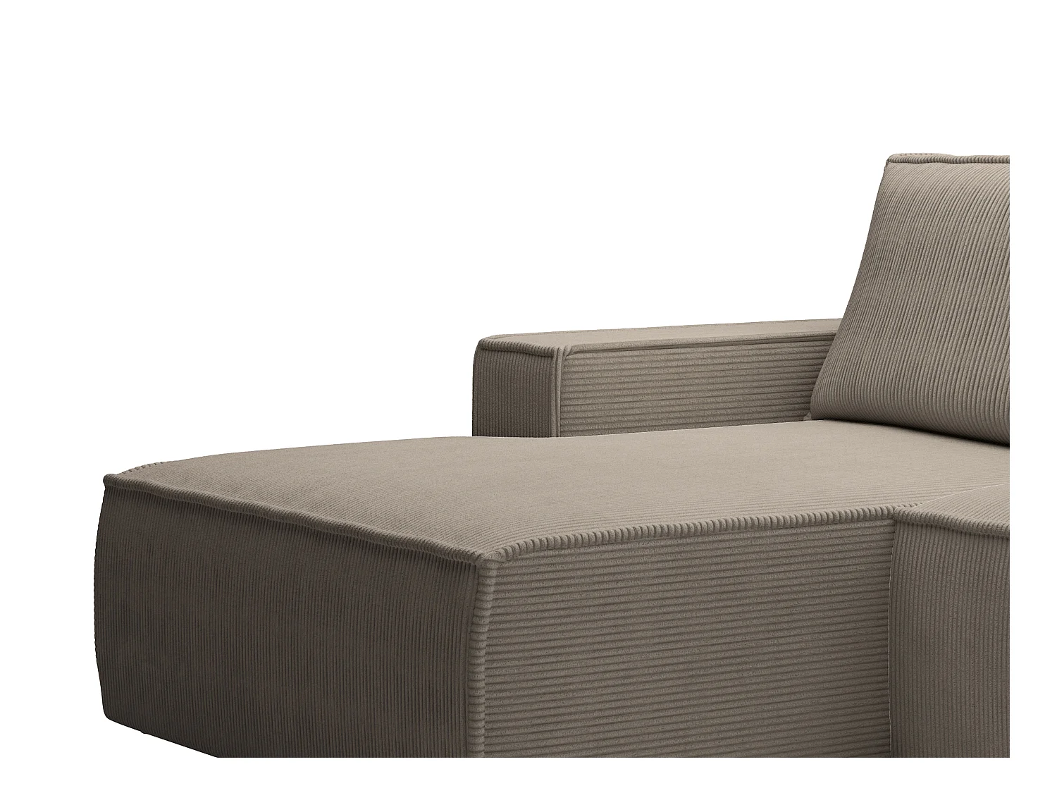 Pequeño sofá rinconera izquierda de pana color taupe AMELIA