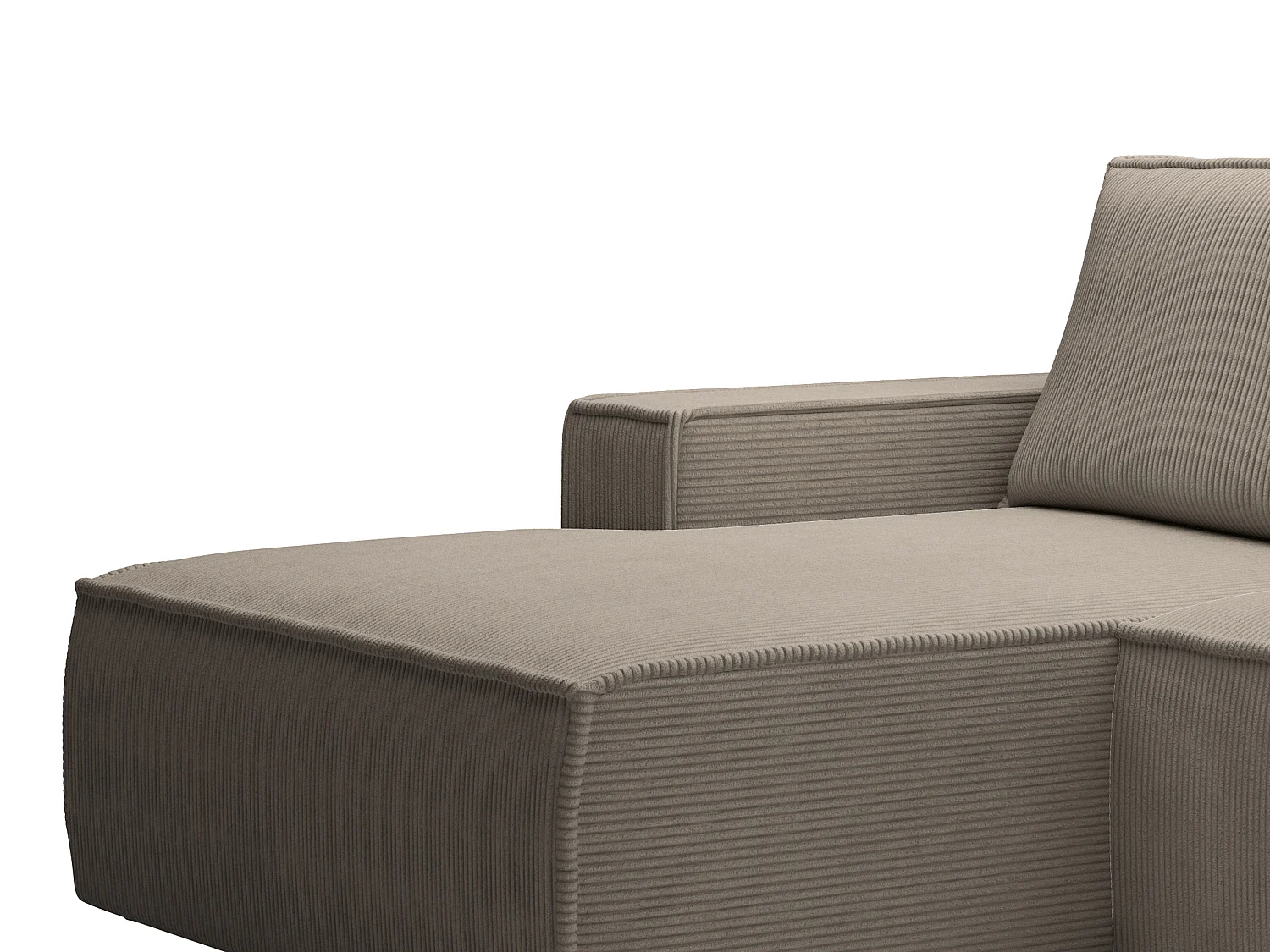 Liten venstre hjørnesofa konvertibel i stripet fløyel med taupe AMELIA