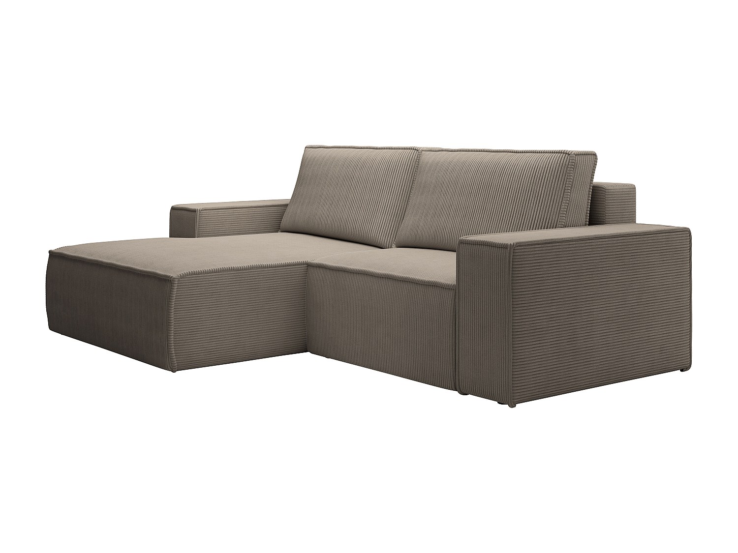 Kleines Ecksofa mit Schlaffunktion - Ecke links - Cord - Taupe - AMELIA günstig online kaufen