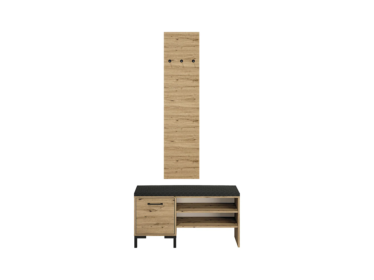 GARDEROBE Nevio Artisan Eiche / schwarz 2-teilig