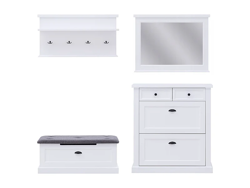 GARDEROEBN-SET Galineo weiß / grau 4-teilig