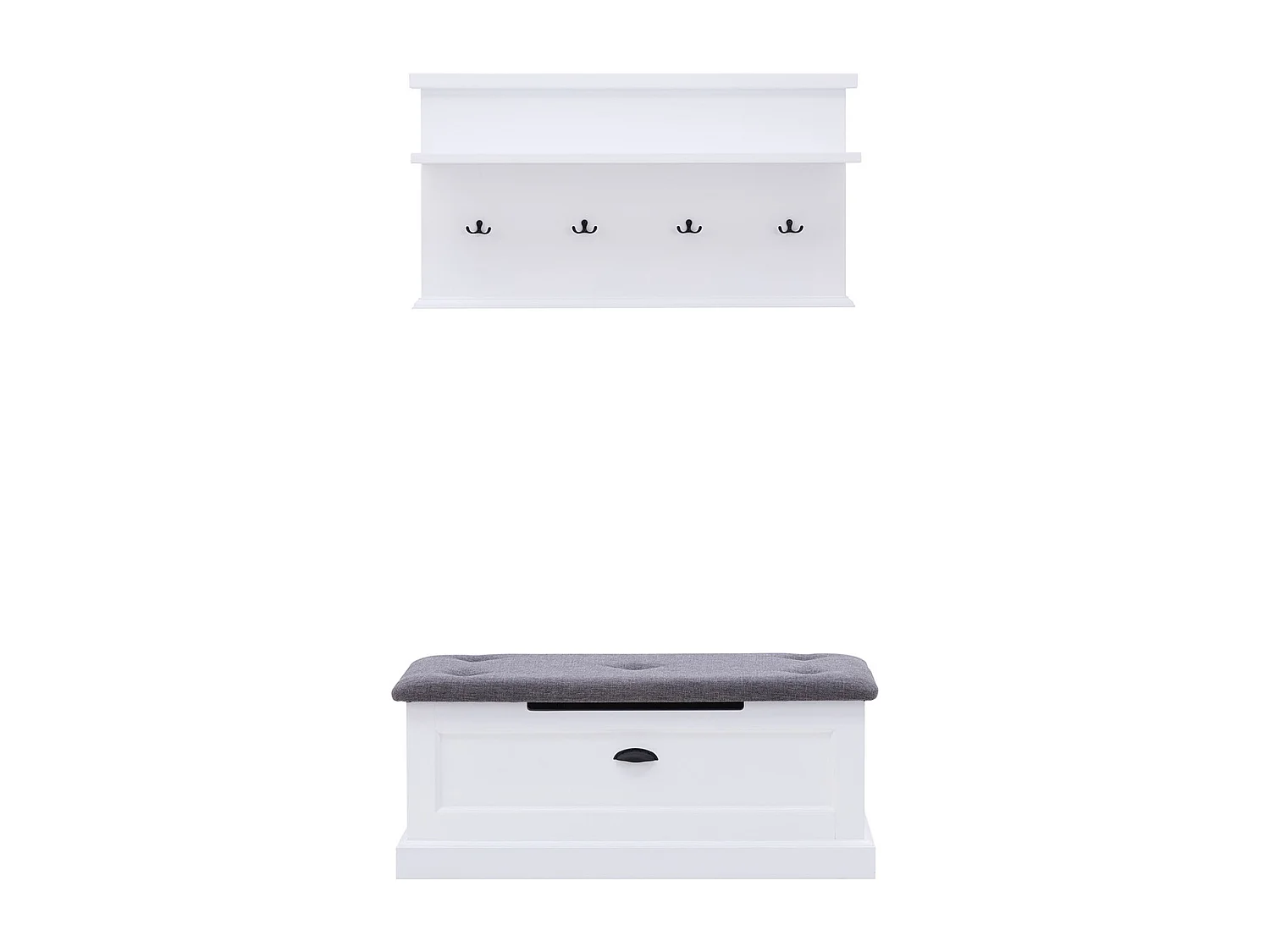 GARDEROBEN-SET Galineo weiß / grau 2-teilig