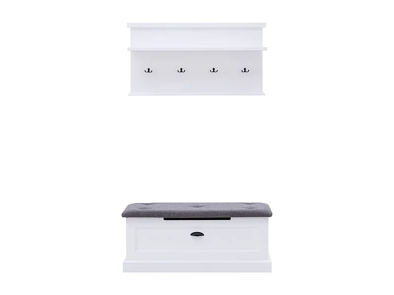 GARDEROBEN-SET Galineo weiß / grau 2-teilig